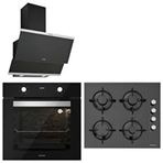 Silverline Siyah Cam 3420 Classy Siyah Davlumbaz CS5349B01 OcakBO65E1B01 Fırın Ankastre Set