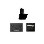 Silverline Siyah Cam Ankastre Set (3490 Oslo 60 SIYAH+CS5365B01+BO6504B01)