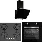 Silverline Siyah Cam Ankastre Set (3490 Oslo Davlumbaz - CS5436B01 Ocak - BO6501B01 Fırın)