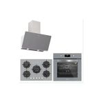 Silverline Soho 80 cm Gri Ankastre Set Gazlı Ocak ve Eğimli Davlumbaz ile 6 Fırın Programı