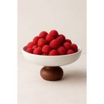 silvia home decor Porselen Sunumluk Ahşap Ayaklı Sunumluk Meyvelik Salata Kasesi Sunum Tabağı