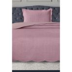 Silvia Tek Kişilik Lüks Kadife Yatak Örtüsü Pudra