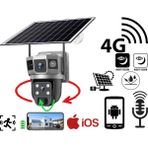 Sim Kartlı 4g 2 Kameralı Solar Panelli Güneş Enerjili Sirenli 4mp Dual Light Çift Kameralı V380 Pro App Kamera - gri