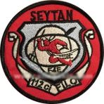 Sim Nakış 112. Filo şeytan nakış işleme arma patch peç 9×9 cm