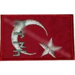 Sim Nakış Ayylıdız Göktürkçe Türk Bayrak nakış işleme arma patch peç 7,5×4,5 cm
