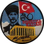 Sim Nakış Mustafa Kemal Atatürk imzalı sonsuza kadar nakış işleme arma patch peç 9,5x9,5 cm