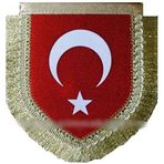 Sim Nakış Nakış işlemeli Türk Bayrak Armalı Oval Flama 17X18 cm