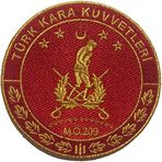 Sim Nakış Türk kara kuvvetleri nakış işleme arma patch peç 9.5×9.5 cm