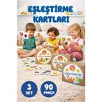Sim Tasarım Sim Kids 3lü set 90 parça Eşleştirme Kartları Çocuk Aktivite oyun kartları
