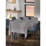 Sima Home Kadife Dokulu Masa Örtüsü - 4 Farklı Renk - Gri - 150 x 220 cm