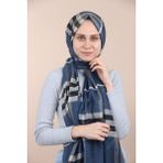 Sima Laci-Krem Burberry Ekose Şal - Lacivert - Krem