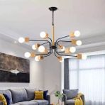 Sima Wood Lustre Şık Avize - 12 - Siyah