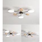 Simaavize 3'lü Beyaz Modern Ahşap Detaylı Led Avize