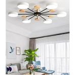 Simaavize Modern Ahşap Detaylı 6'lı LED Beyaz Avize
