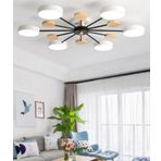 Simaavize Modern Ahşap Detaylı 6'lı LED Beyaz Avize