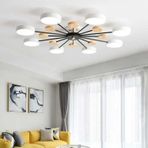 Simaavize Modern Ahşap Detaylı Led Avize 8'li Beyaz