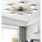 SimaAvize Modern Ahşap Detaylı Led Avize 8'li Gri