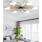 Simaavize Modern Ahşap Detaylı LED Avize - Beyaz