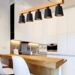 SimaAvize Modern Metal Iskandinav Minimalist Ahşap Avize - Siyah - 5