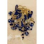 Simagift El Yapımı Nazar Boncuklu Anahtarlık, Lacivert, Cam Metal, Koruyucu Tasarım, Örgü İpli, Dekoratif Süsleme