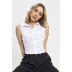 ŞİMAL Kadın Arkası Lastik Detaylı Kolsuz Gömlek