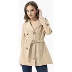 Şimal Kadın Bej Düğme Kapamalı Trenckot %70 Polyester %20 Pamuk %10 Elestan Kumaş - 44