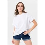 Şimal Kadın Bisiklet Yaka Oversize T-Shirt - XL - Beyaz