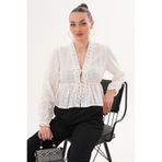ŞİMAL Kadın Brodeli Bağlamalı Bluz 260243 -