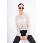 Şimal Kadın Tahta Boncuk Detaylı Triko Örme Kazak - Standart - Taş