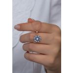 Şimal Silver 925 Ayar Gümüş Aquamarin Taşlı Lotus Çiçeği Kolye