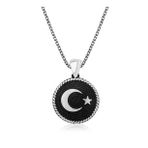 Şimal Silver 925 Ayar Gümüş Ay Yıldız Erkek Gümüş Kolye