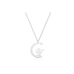 Şimal Silver 925 Ayar Gümüş Ayda Oturan Melek Kadın Gümüş Kolye