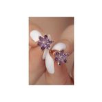 Şimal Silver 925 Ayar Gümüş Rose Kaplama Mor Renkli Lotus Çiçeği Küpe