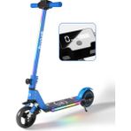SIMATE Elektrikli Çocuk Scooter - 130W, LED Işıklı, Amortisörlü (Dizlik ve Dirseklik Hediyeli) - Mavi