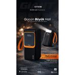 Simex 50.000 Mah Prime Dijital Göstergeli Fener Hızlı Şarj Çoklu Kablo Powerbank Taşınabilir Şarj Cihazı Siyah-Turuncu, 9808