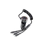 Simex 60W Araç İçi Şarj Aleti, 5 Port, Spiral Kablolu, Type-C Micro USB Lightning Uyumlu, 062055