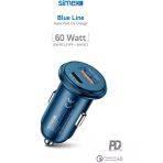 Simex Blue Line 60W Metal Başlıklı Araç Çakmaklık Şarj Cihazı Usb/Pd Sm-30