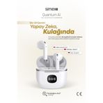 Simex Quantum AI TWS Bluetooth Kulaklık 42 Saat Pil 134 Dil Çeviri Beyaz, 062903