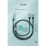 Simex Type C Iphone Lightning To 3.5mm Aux Kumaş Örgülü Ses Kablosu 2in1 DAC Çipli Stereo Destekli