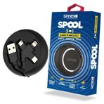Simex Universal Micro / Type C / Lightning Spk-07 Spool 3in1 Makarali Siyah Data Kablosu