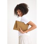 Simfa Premium Kadın Renkli Astarlı Fermuarlı Clutch El Çantası Portföy - Kahverengi