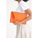 Simfa Premium Kadın Renkli Astarlı Fermuarlı Clutch El Çantası Portföy - Turuncu