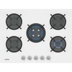 Simfer 3751-N 70CM Ankastre Beyaz Cam Ocak 4G+1Wok Emaye Izgara beyaz-siyah