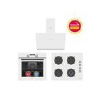 Simfer Ankastre Set Beyaz Dijital Power Turbo Fanlı Cam Ocaklı 3'lü Set (Fırın + Ocak + Davlumbaz)