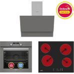 Simfer Ankastre Set Gri Dijital Elektrikli Cam Ocaklı Turbolu 3'lü Set (Fırın+Elektrikli Ocak+Davlumbaz) - Siyah - Gri