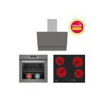 Simfer Ankastre Set Gri Dijital Elektrikli Cam Ocaklı Turbolu 3'lü Set (Fırın+Elektrikli Ocak+Davlumbaz)