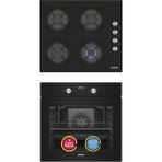 Simfer Ankastre Set Siyah Cam Ocaklı Dijital Power Turbo Fanlı 2'li Set (Fırın + Ocak)