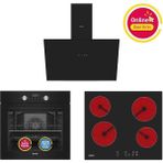 Simfer Ankastre Set Siyah Dijital Elektrikli Cam Ocaklı Turbolu 3'lü Set (Fırın+Elektrikli Ocak+Davlumbaz) - Siyah - Gri