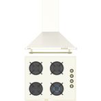 Simfer Retro Bej 2'li Cam Ankastre Set (Ocak + Davlumbaz) - Siyah