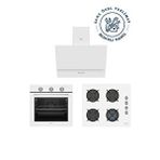 Simfer ✨simfer 3'lü Ankastre Set - 4 Fonksiyon Ankastre Fırın + Beyaz Cam Ocak + Push Button Beyaz Cam Davlumbaz